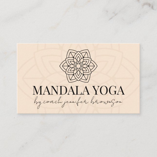 Blush Beige Spiritueller Yoga Mandala Visitenkarte (Vorderseite)