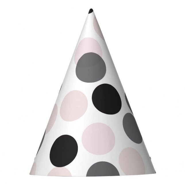 Blush & Black Festive Polka Dots Confetti Partyhütchen (Vorderseite)