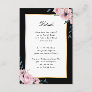 Blush Black Gold Floral Wedding Begleitkarte