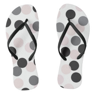 Blush & Black Large Bokeh Confetti Dots Muster Flip Flops