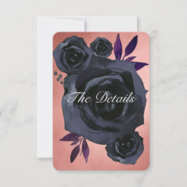 Blush Black Rose Goth Wedding Details Einladung