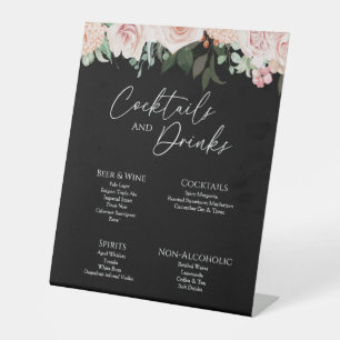 Blush Black Wedding Drinks Bar Sign Sockelschild