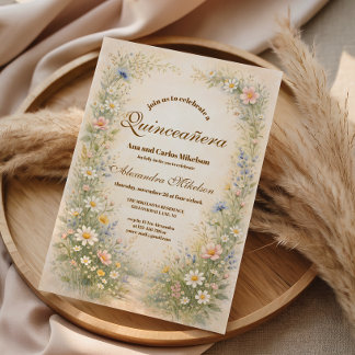 Blush Blaues Wiesen Quinceañera Einladung