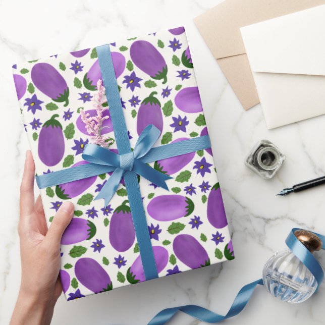 Blush & Bloom Aubergine-Kollektion – Ivory Glow Geschenkpapier (Schenken)