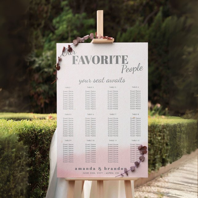 Blush & Bloom Bold Script Hochzeitsdiagramm Poster (Von Creator hochgeladen)