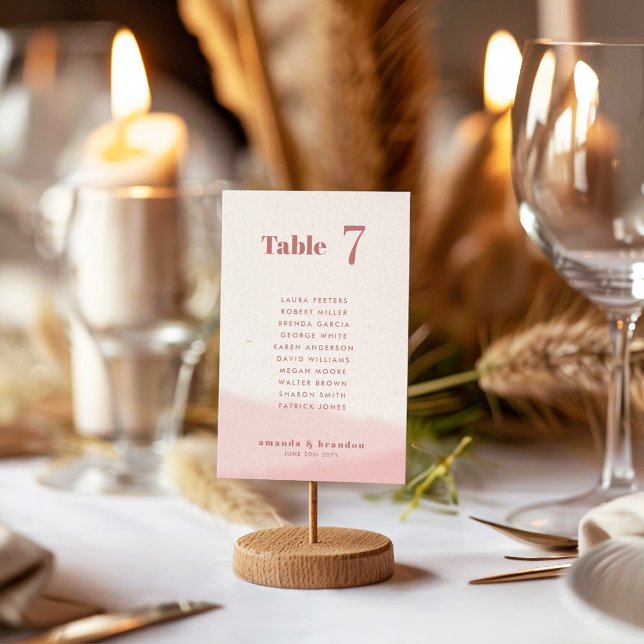 Blush & Bloom Bold Script Wedding Guest Names Tischnummer (Von Creator hochgeladen)