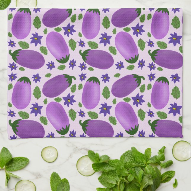 Blush & Bloom Eggplant Collection – Soft Lilac Geschirrtuch (Gefaltet)