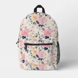 Blush&Bloom Elegante Blumenpastellfarben Bedruckter Rucksack