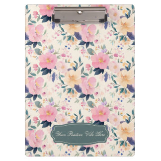 Blush & Bloom Elegante Pastell Blütenfarben Klemmbrett