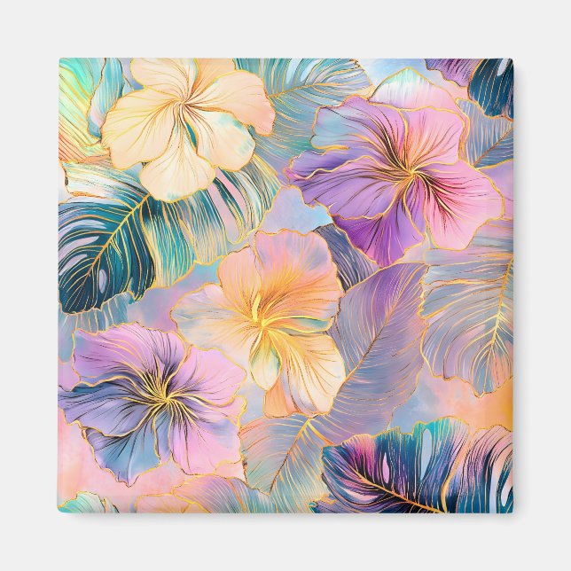Blush Bloom Exotic Blätter Blume Magnet (Vorne)