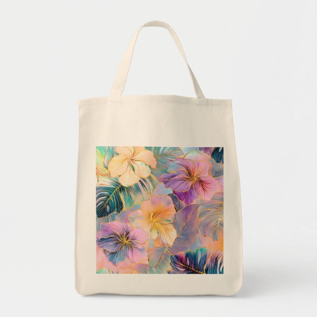 Blush Bloom Exotic Blätter Blume Tragetasche (Vorne)