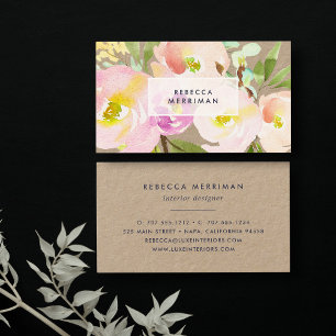 Blush Bloom Floral Kraft Visitenkarte