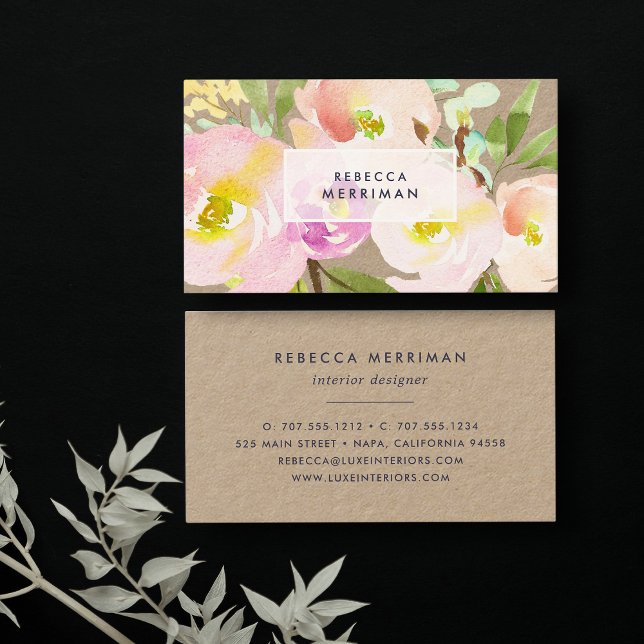 Blush Bloom | Floral Kraft Visitenkarte (Von Creator hochgeladen)
