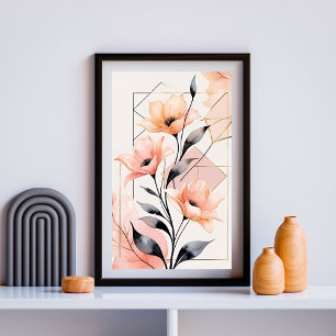 Blush Bloom Geometric Wall Art Poster