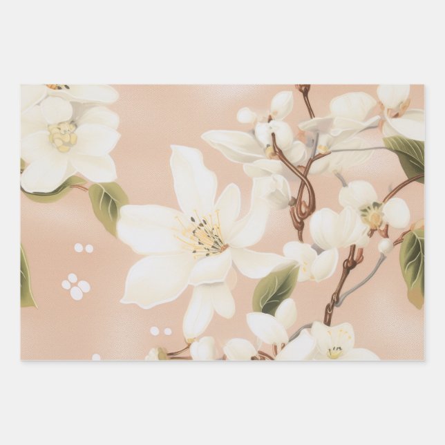 "Blush Bloom Gift Wrap" Geschenkpapier Set (Vorderseite)