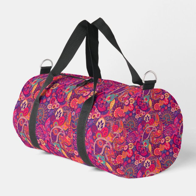 Blush Bloom: Künstlerisches rosa Gartenmuster Duffle Bag (Linke Seite)