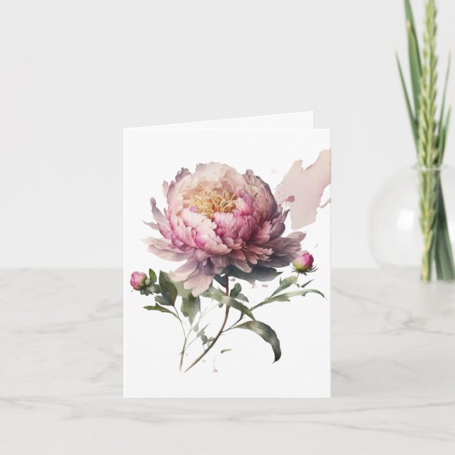 Blush Bloom Peony Card Dankeskarte (Vorderseite)