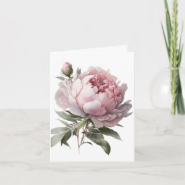 Blush bloom Peony card Dankeskarte