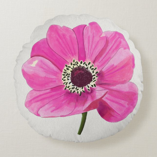 Blush Bloom Throw Pillow Rundes Kissen (Vorderseite)