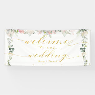 Blush Blooms Extravagante Gold-Kalligrafie Willkom Banner
