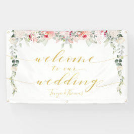 Blush Blooms Extravagante Gold-Kalligrafie Willkom Banner