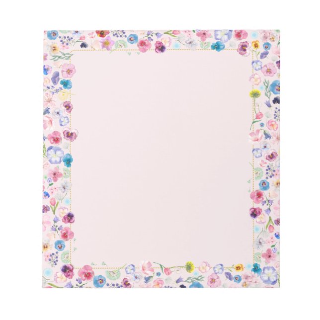 Blush Bloral Dream Notepad - Farbenfrohe Blossom Notizblock (Vorderseite)