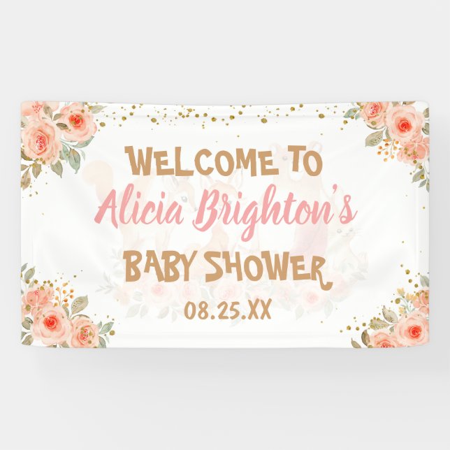 Blush Bloral Girly Woodland Babydusche Banner (Horizontal)