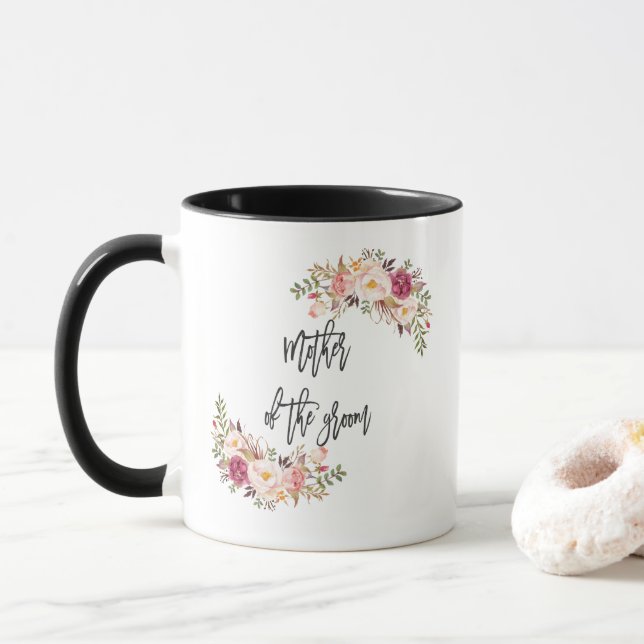 Blush Bloral Handwriting Mutter des Lebens Tasse (Mit Donut)