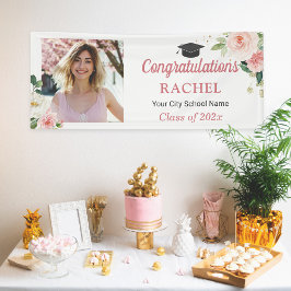 Blush Bloral High School Graduate Foto Abschluss Banner