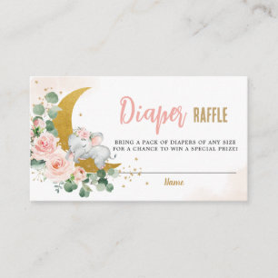 Blush Bloral Moon Niedlich Elephant Diaper Raffel Begleitkarte