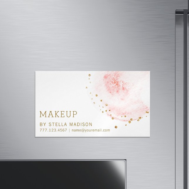 Blush Bloral Petal Gold Glitzer Dots Magnetische Visitenkarte (Von Creator hochgeladen)