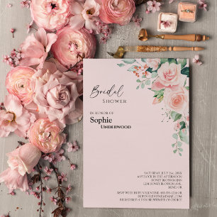Blush Bloral Pink Hochzeitsstift Brautparty Einladung