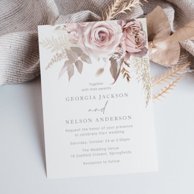 Blush Bloral Wedding Einladung (Von Creator hochgeladen)