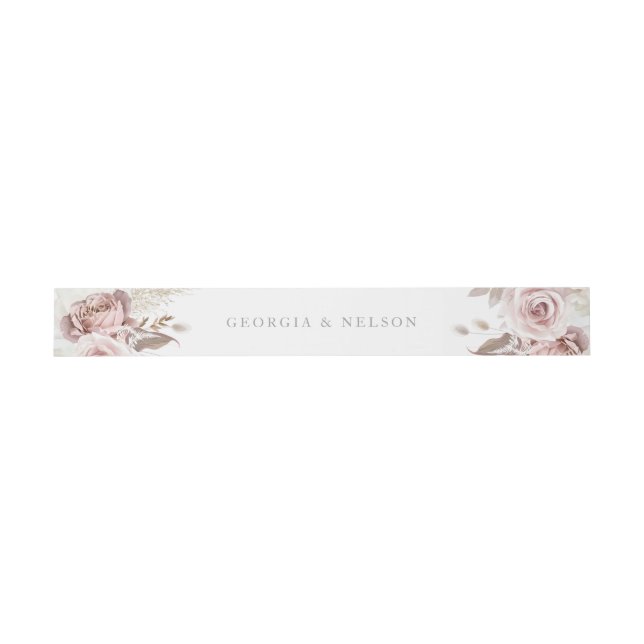 Blush Bloral Wedding Einladungsbanderole (Flach)