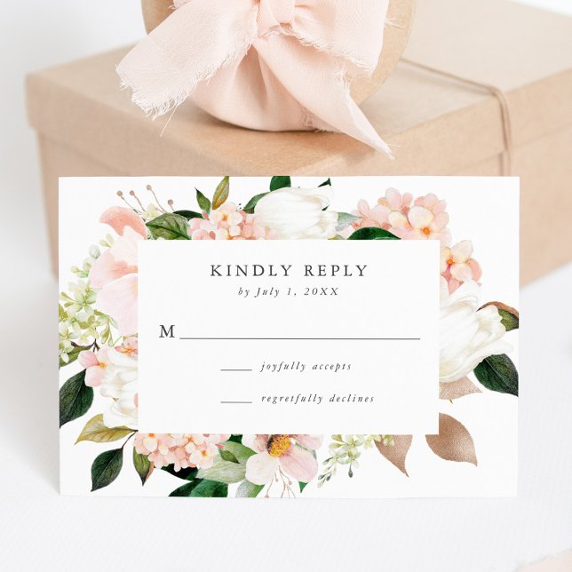 Blush Bloral Wedding RSVP Card Karte (Von Creator hochgeladen)
