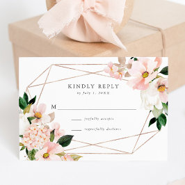 Blush Bloral Wedding RSVP Card Karte