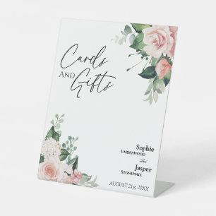 Blush Bloral White Wedding Cards und Geschenkzeich Sockelschild