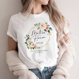 Blush Bloral Wreath Matron of Honour Personalisier T-Shirt