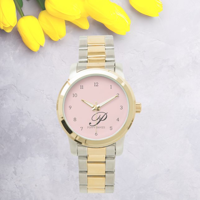 Blush Blossom Script Elegance Watch Armbanduhr (Von Creator hochgeladen)
