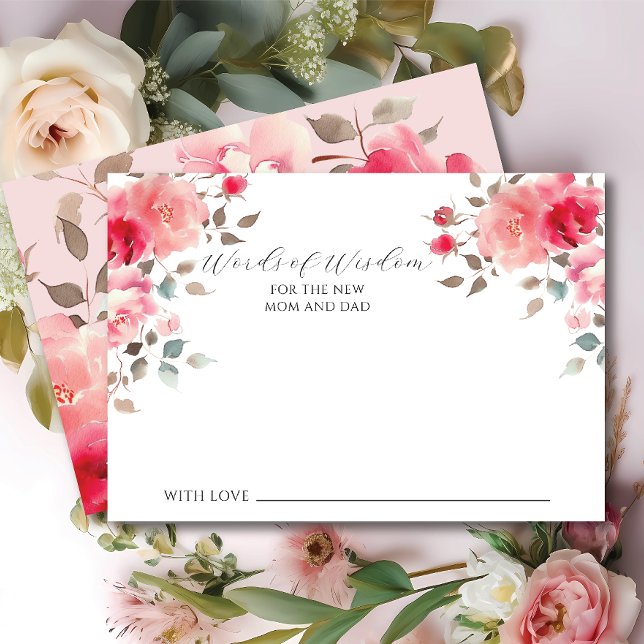 Blush Blossoms Baby Words of Wisdom Card Einladung (Von Creator hochgeladen)