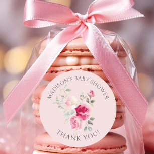 Blush Blossoms Babydusche Runder Aufkleber