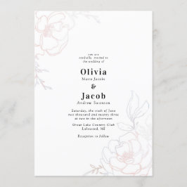 Blush Blossoms Blues Hochzeitsdesign Einladung