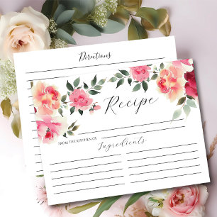 Blush Blossoms Brautparty Rezept-Karte Postkarte