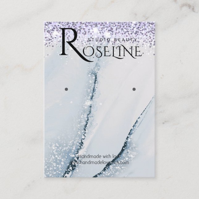 Blush Blue Aquarell Glitzer Logo-Vorführung Visitenkarte (Vorderseite)