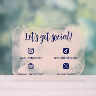 Blush & Blue Aquarellfarbe Sozial machen Acrylschild