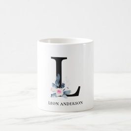 BLUSH BLUE BLUE FLORAL ALPHABETS NAME LETTER L KAFFEETASSE