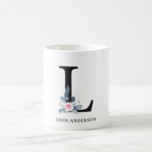 BLUSH BLUE BLUE FLORAL ALPHABETS NAME LETTER L KAFFEETASSE (Mittel)