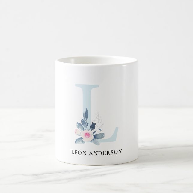 BLUSH BLUE BLUE FLORAL ALPHABETS NAME LETTER L KAFFEETASSE (Mittel)
