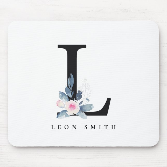 BLUSH BLUE BLUE FLORAL ALPHABETS NAME LETTER L MOUSEPAD (Vorne)