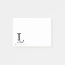 BLUSH BLUE BLUE FLORAL ALPHABETS NAME LETTER L